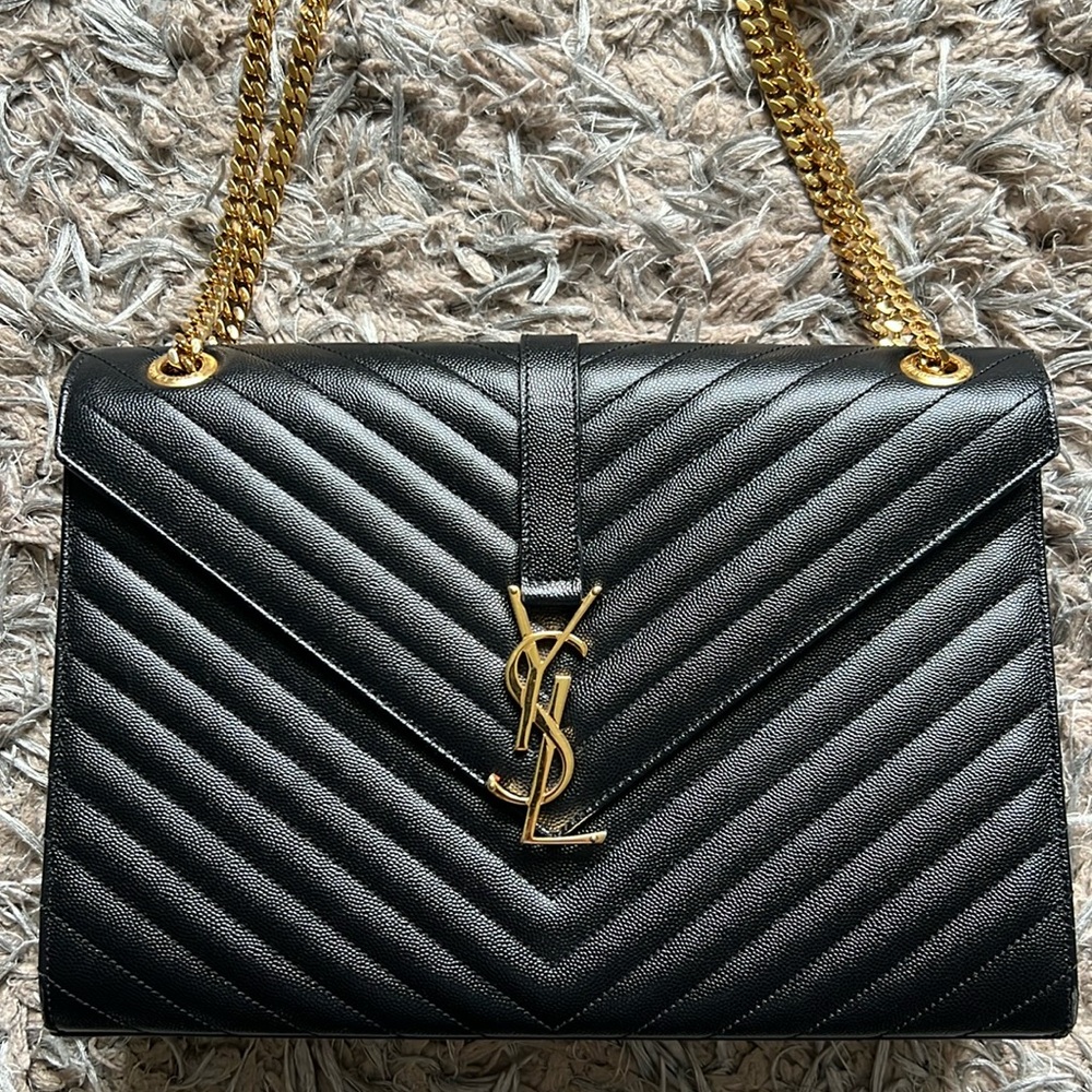 Yves Saint Laurent Black Quilted Leather Shoulder Bag - large AUTHENTIC - Picture 3 of 17